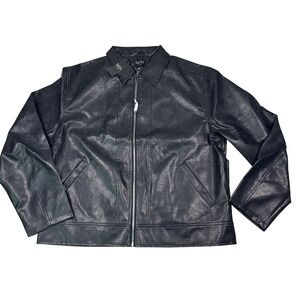 BoohooMAN Black Faux Leather‎ Oversized Harrington Jacket XL
